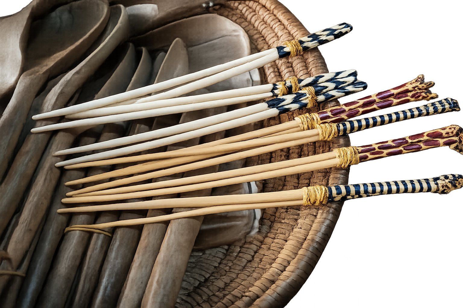 Handcrafted wooden spoons with tribal patterns