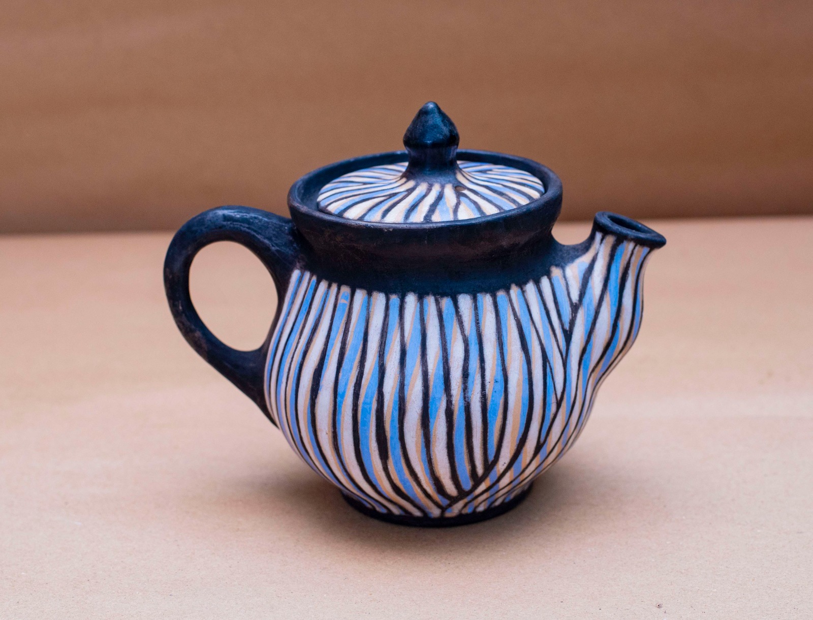 Azure Stripes Artisan Large Teapot
