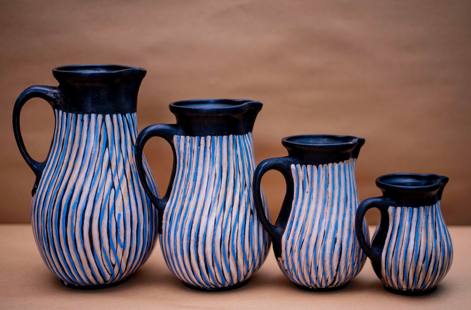 Azure Wave Striped Water Jug Collection