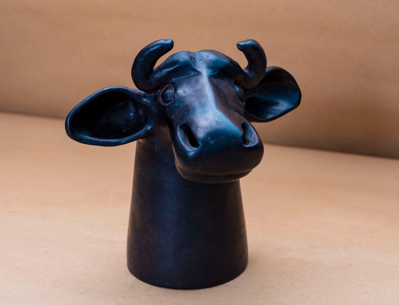 Shadowed Cape Buffalo Head Flower Vase