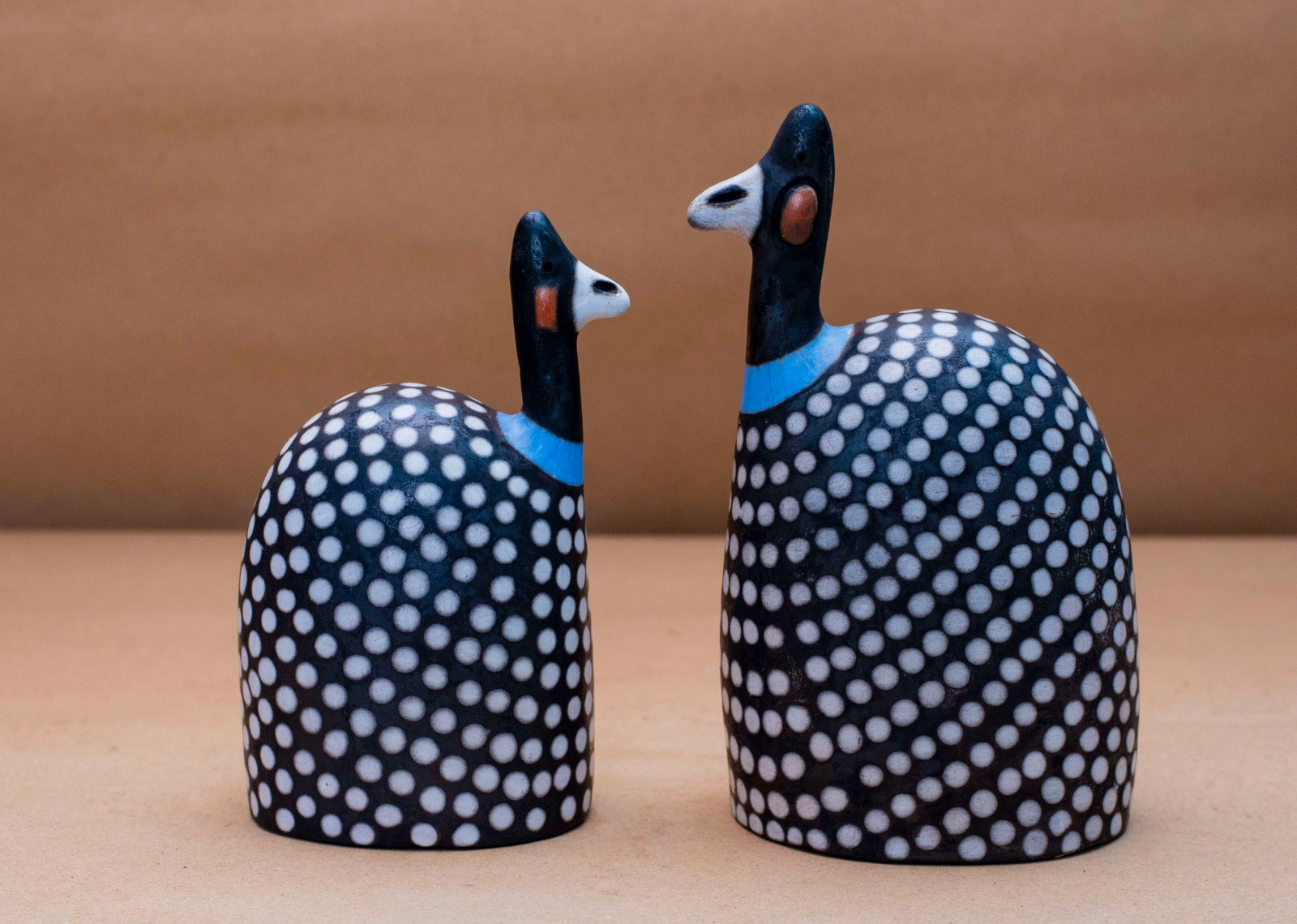 Dotted Charcoal Guinea Fowl Sculptures