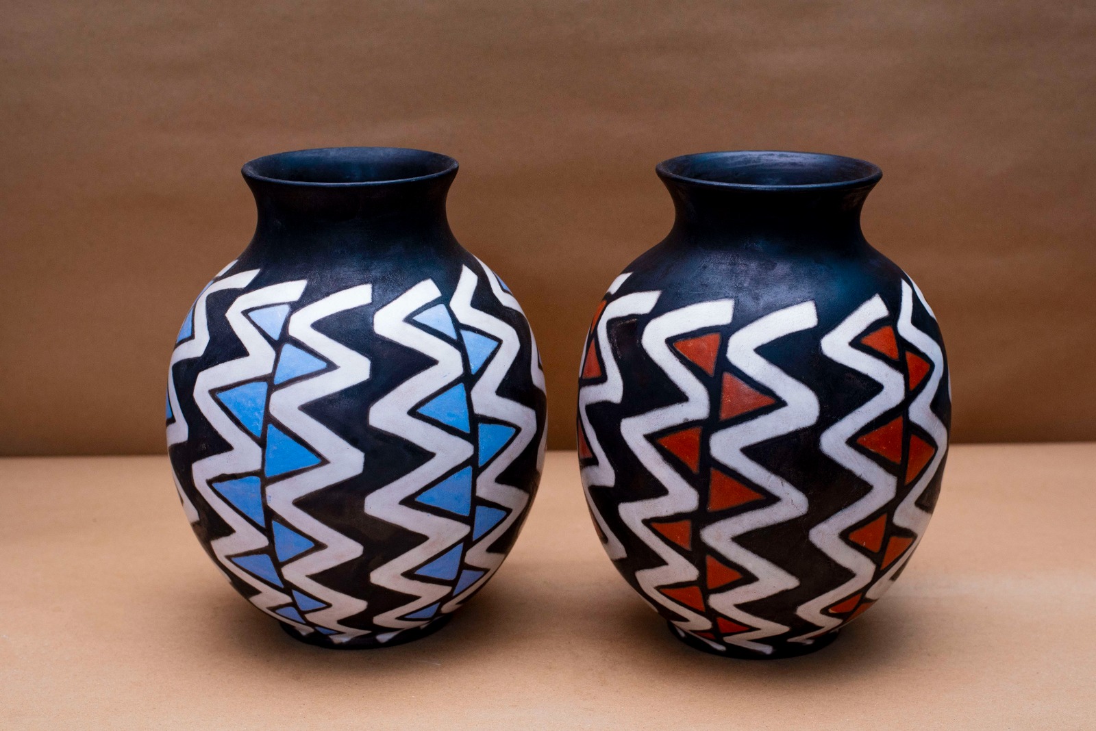 Zigzag Chevron Smoke Artisan Flower Vase
