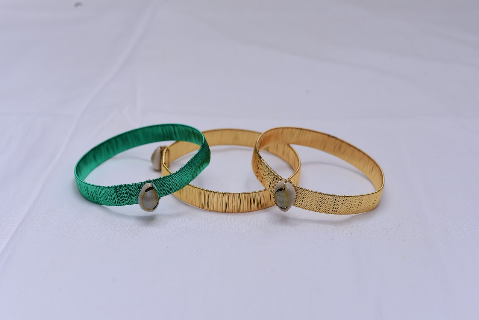 Handcrafted Wrapped Wire Cowrie Shell Bangles