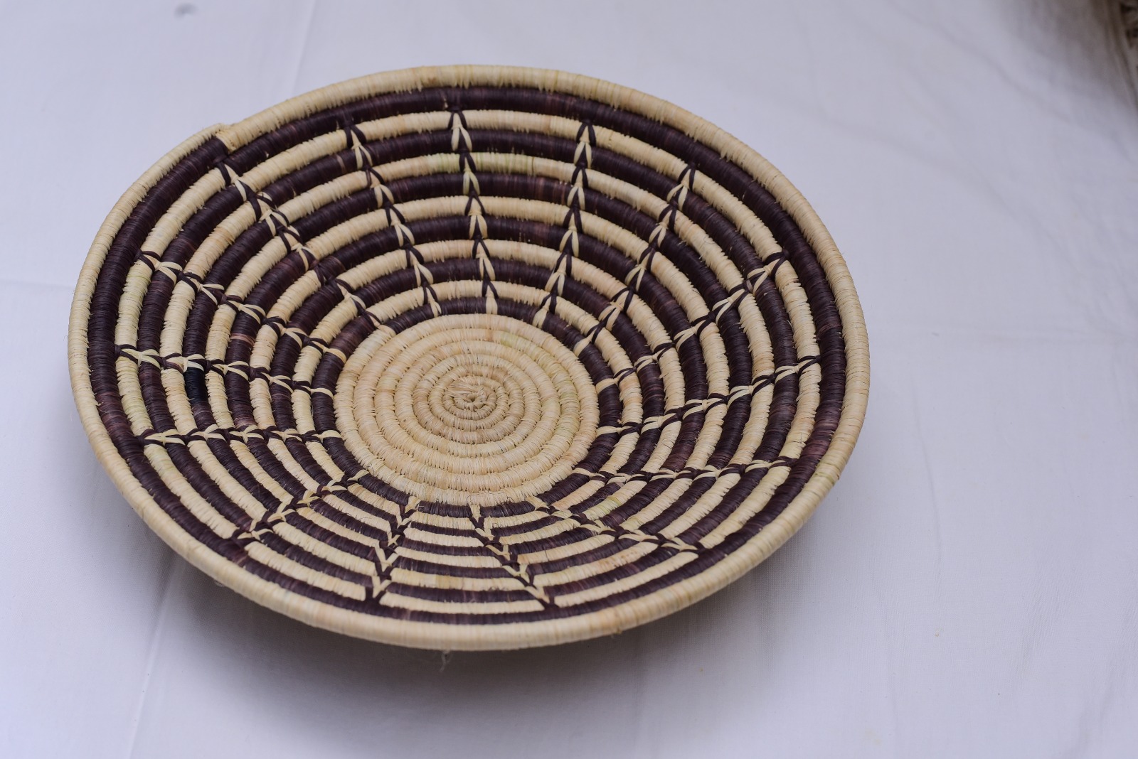 Handwoven Web Spiral Basket Bowl