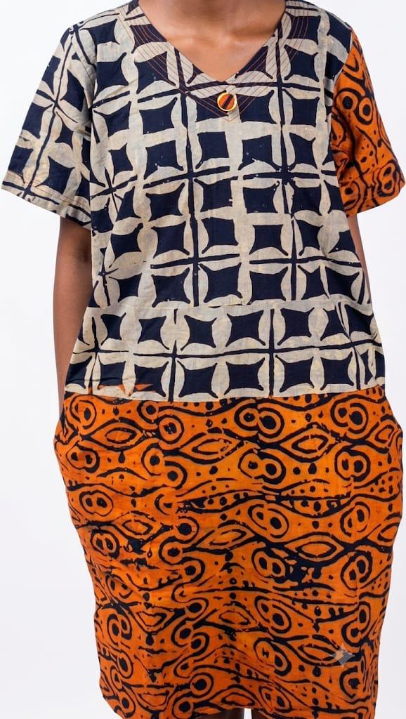 The Kampala Contrast Batik Shift Dress