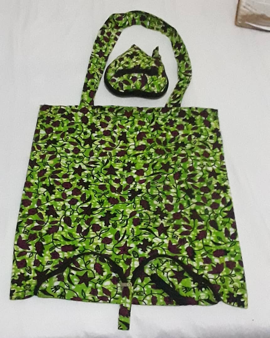 Emerald Canopy Foldable Ankara Shopping Tote
