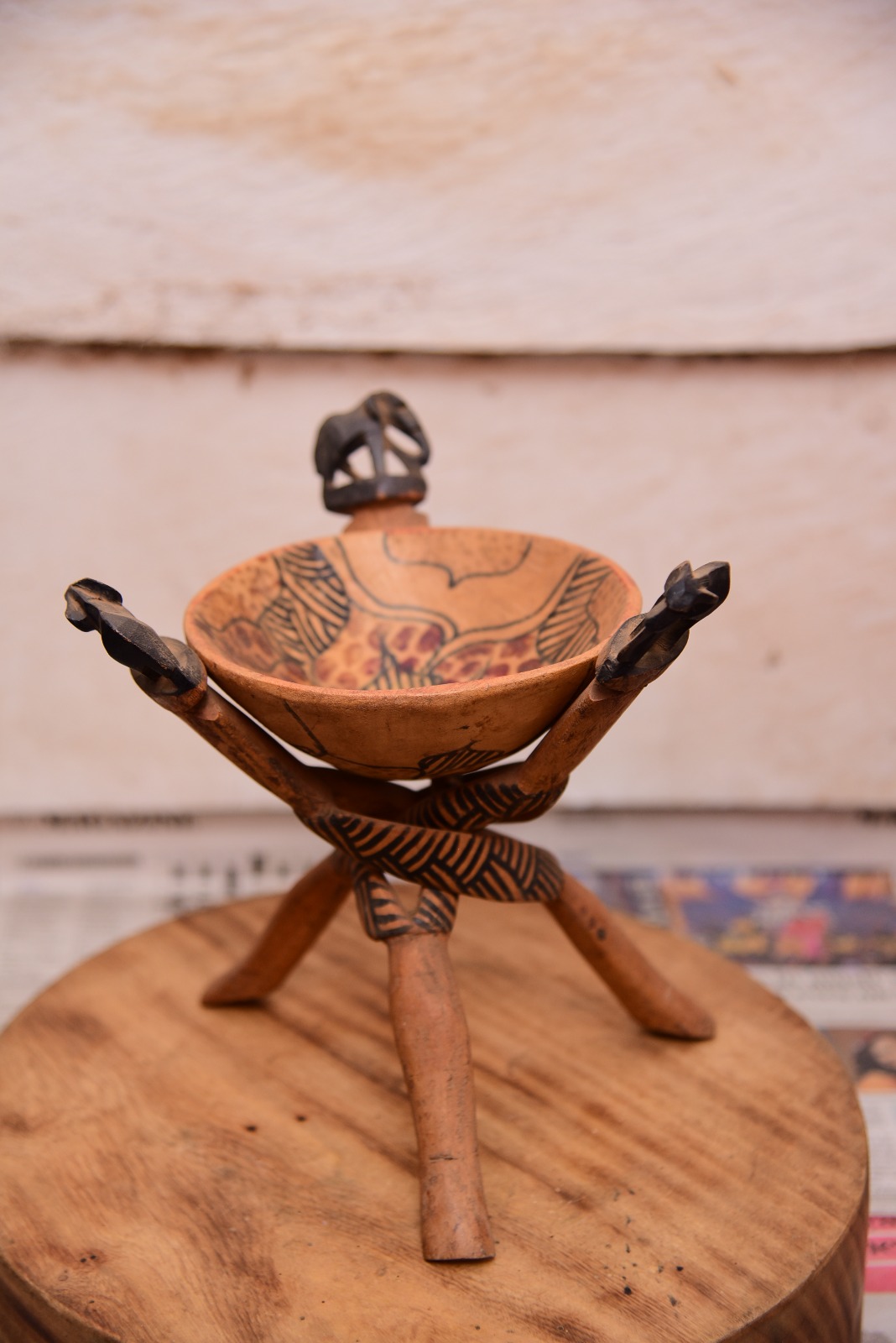 Savannah Safari Calabash & Tripod Accent Bowl