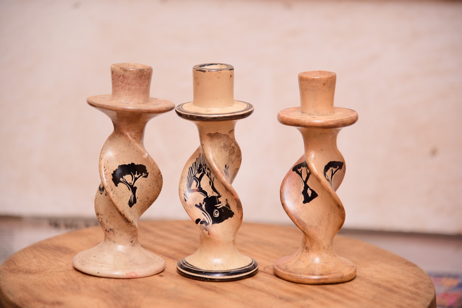 Rift Spiral Hand-Etched Soapstone Candle Holder