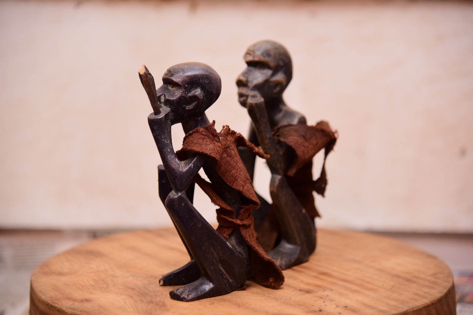 Karamojong Thinker Hand-Carved Wooden Sculpture