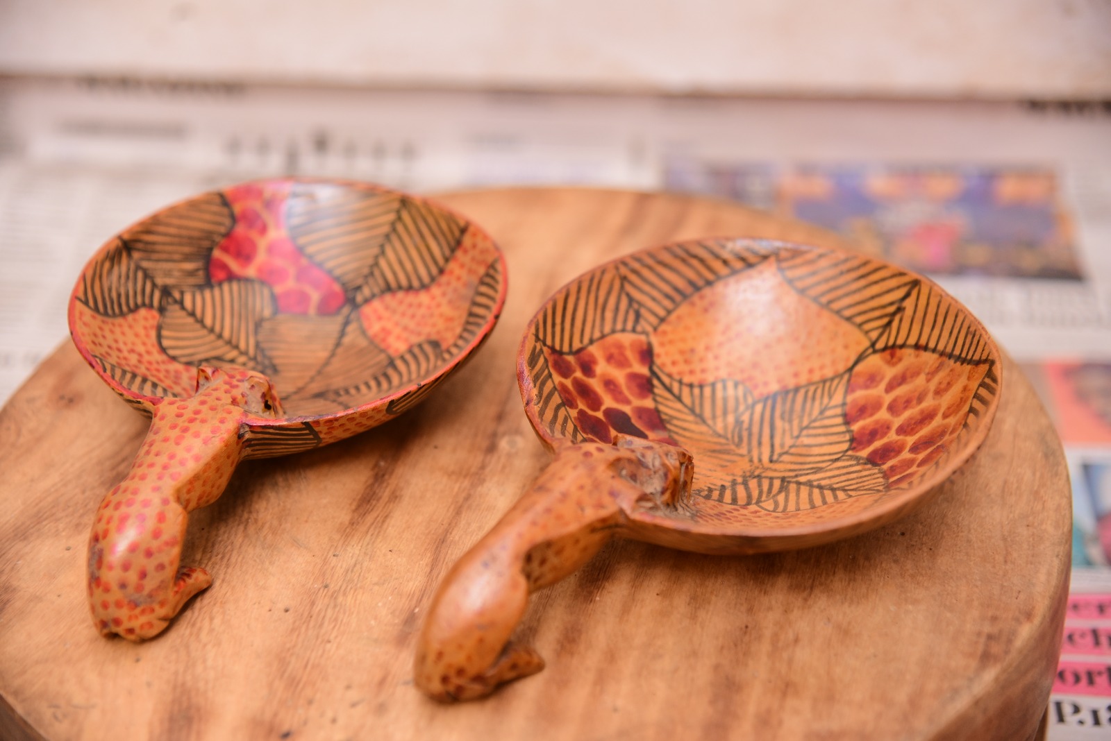 Savannah Prowl Hand-Carved Wooden Accent Bowls