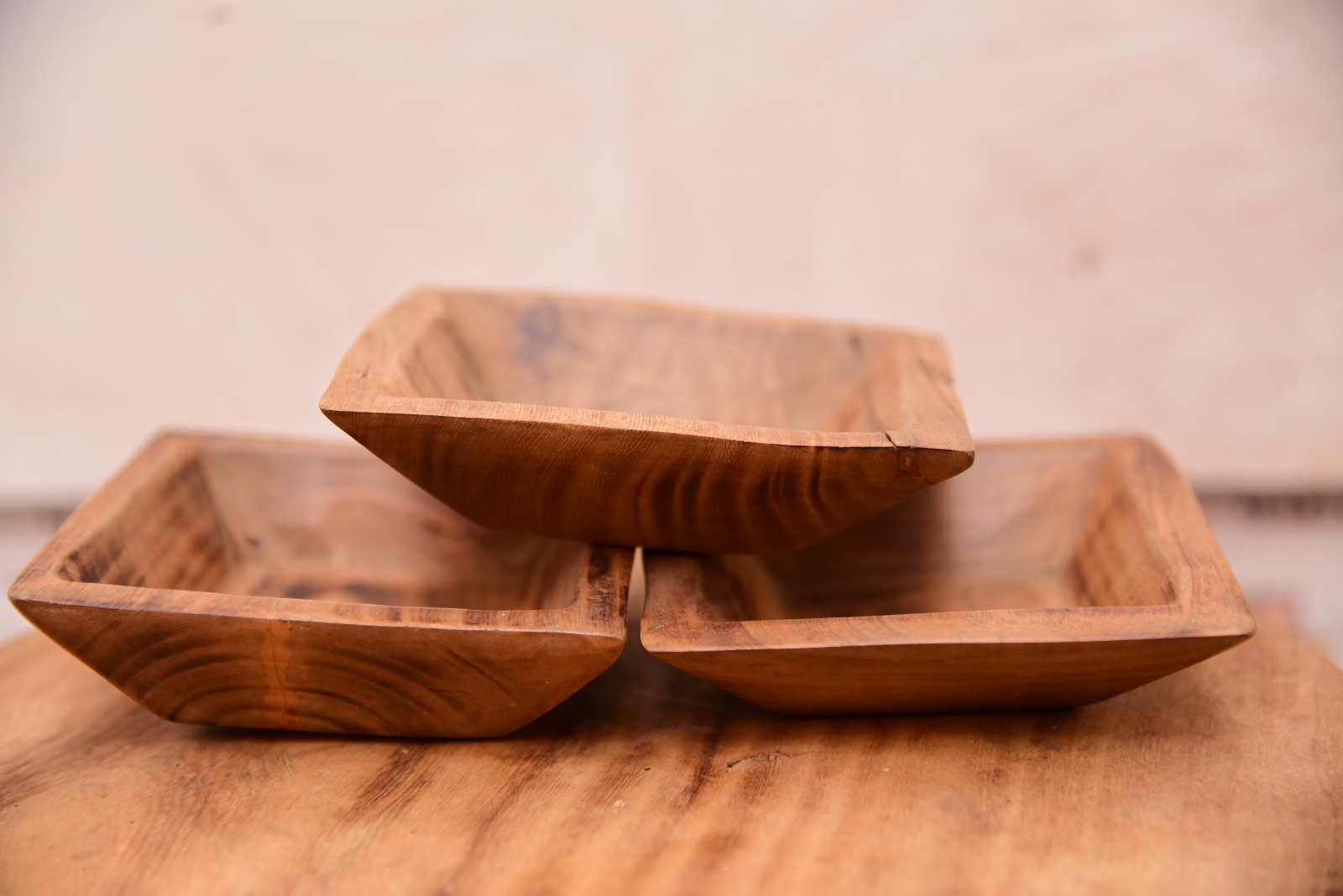 Angular Hardwood Tray & Serving Bowl