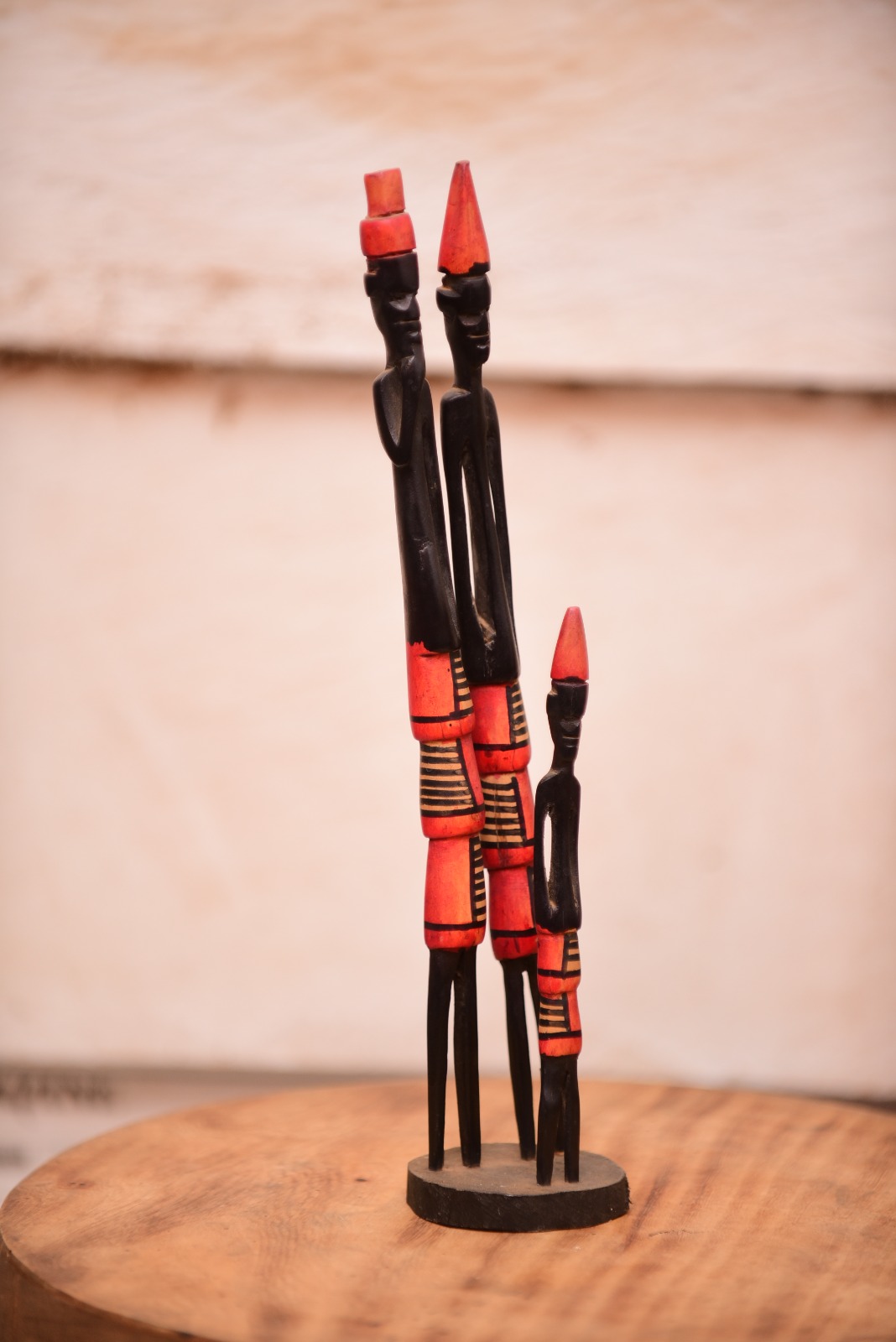Family Hand-Carved Wooden Sculpture