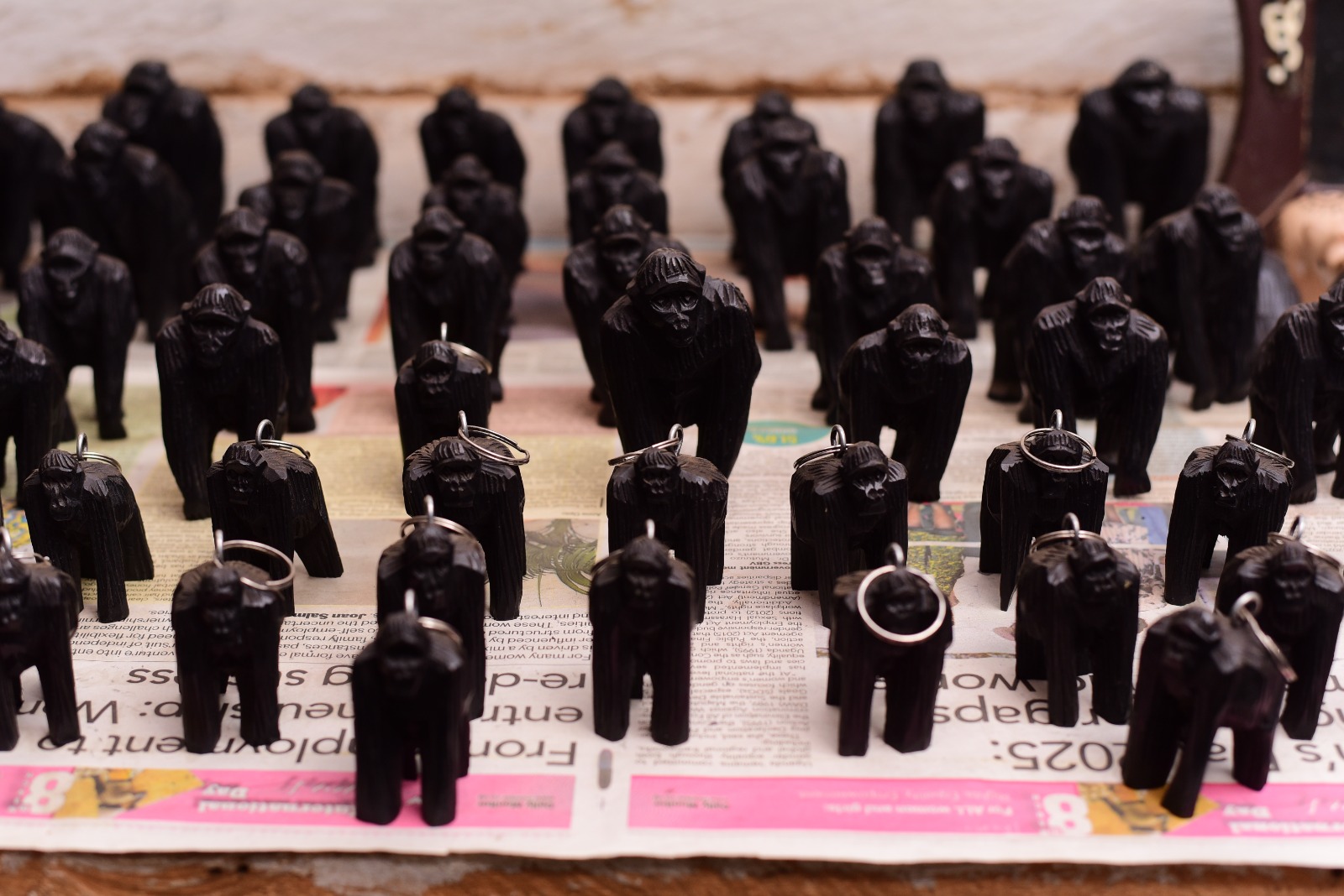 Hand-Carved Silverback Gorilla Keychain