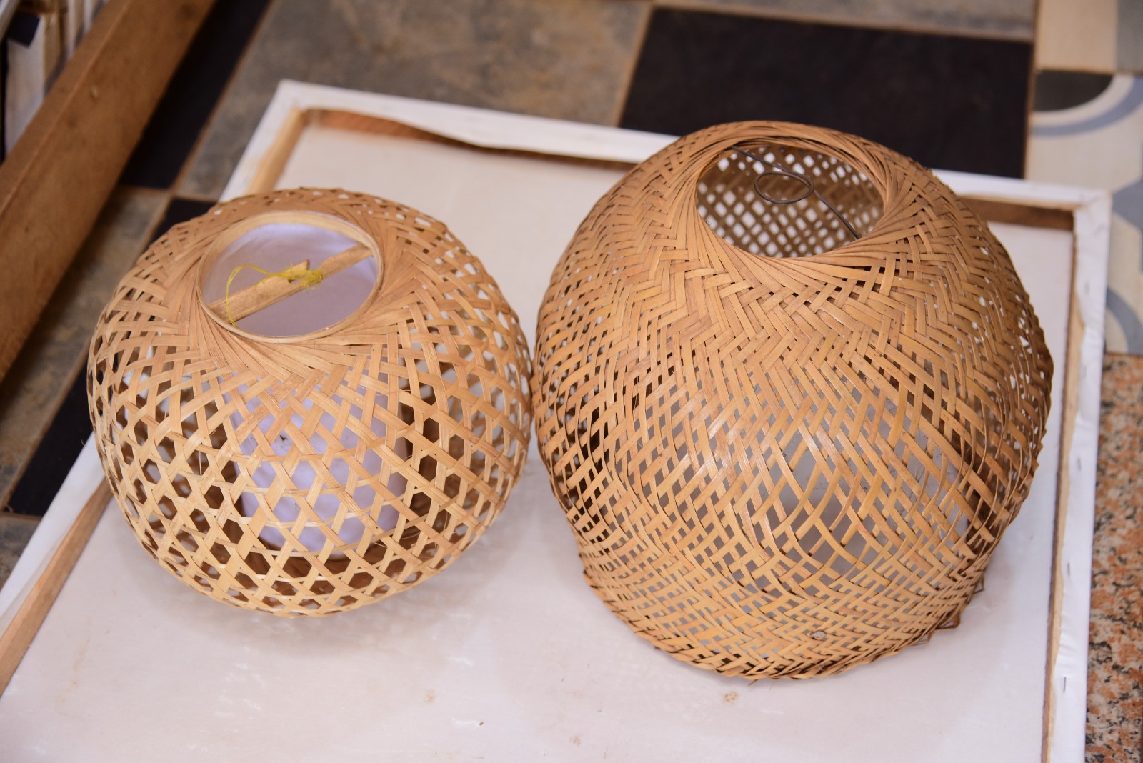 Lattice Woven Bamboo Lampshades
