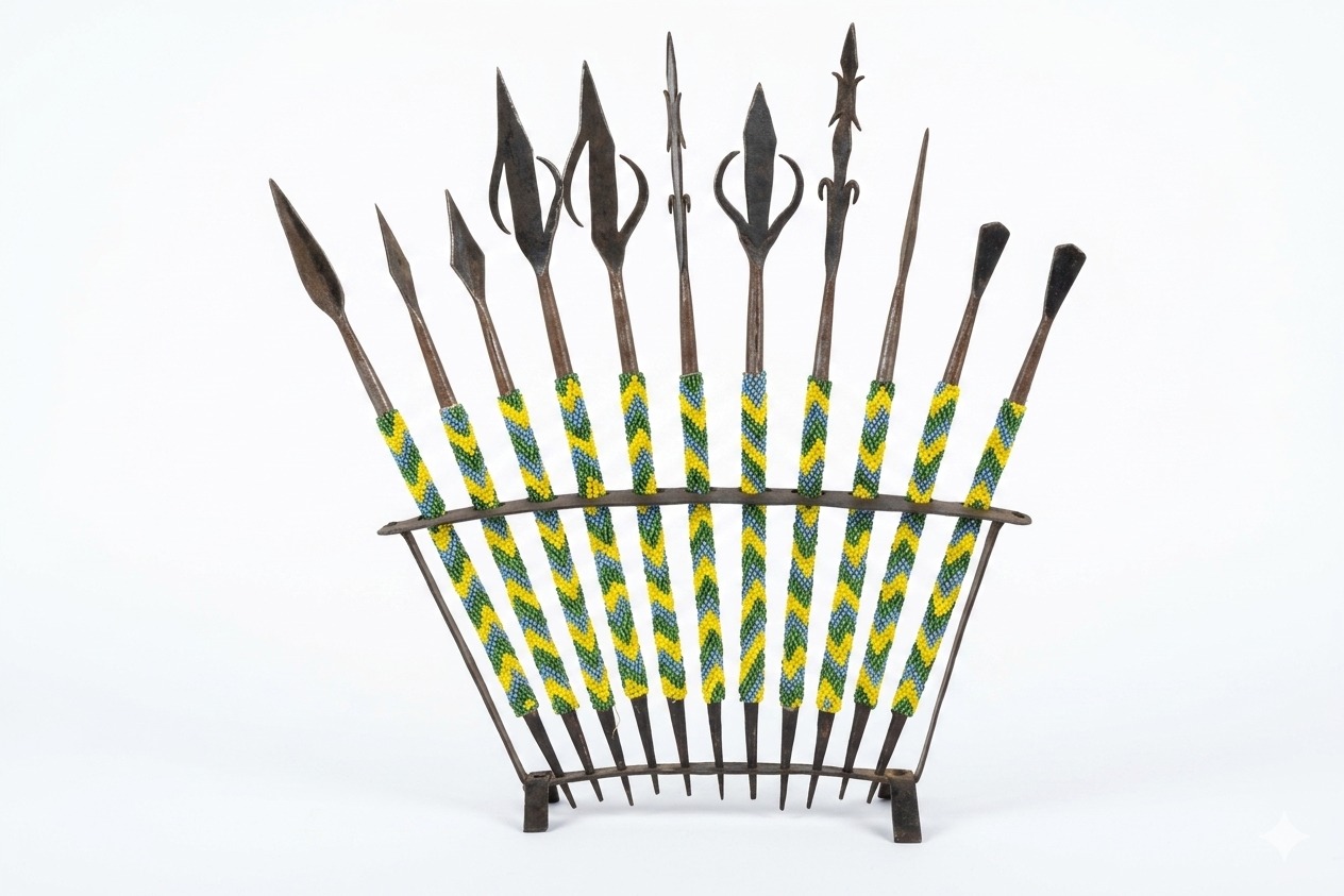 Warrior Beaded Iron Fan Sculpture