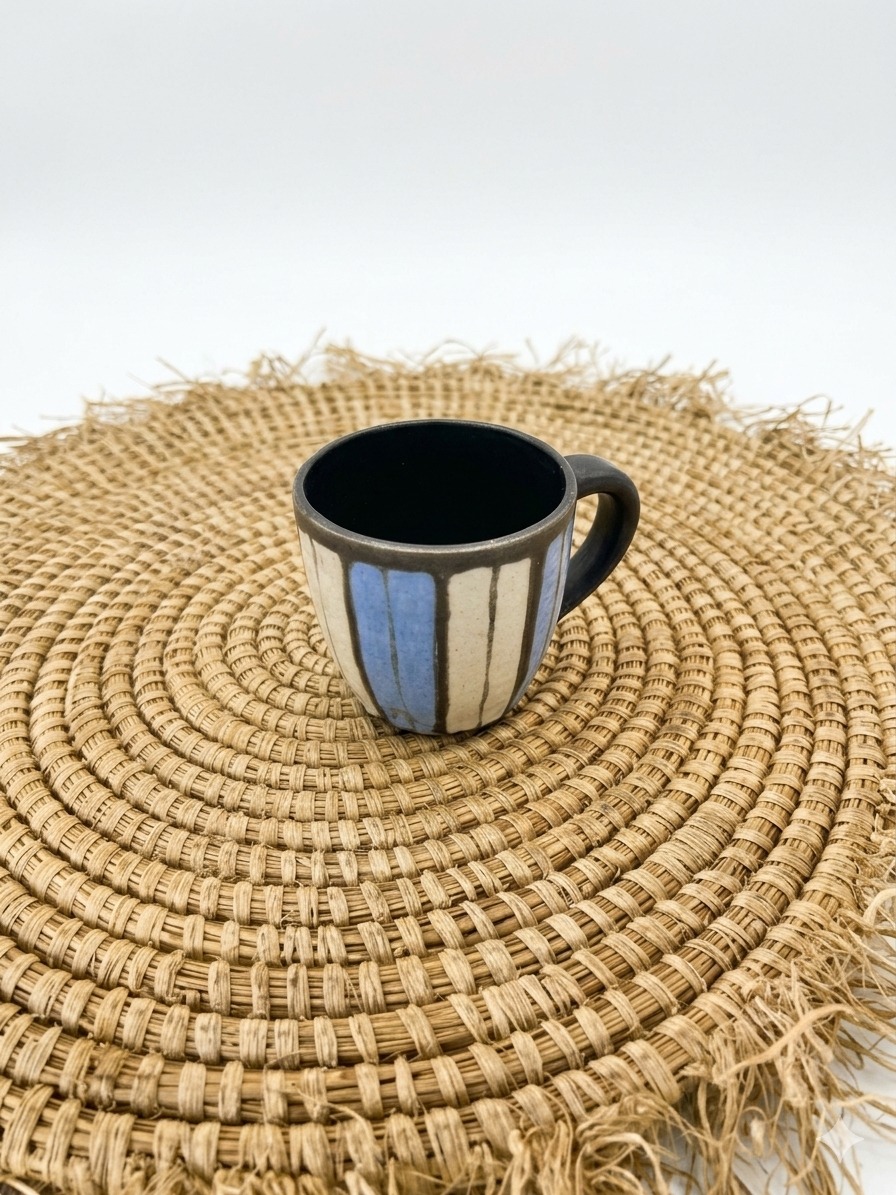 Handcrafted Ceramic Striped Espresso Cup