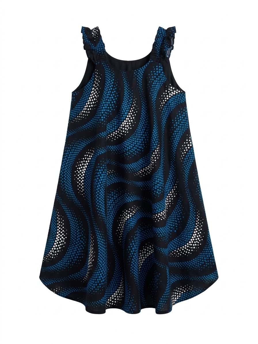 Nile Ripple Free-Flowing Kitenge Midi Dress