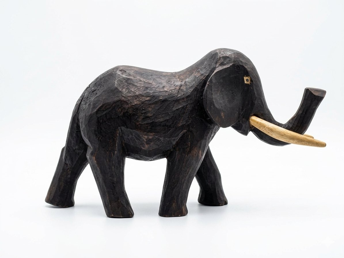 Acoli Hand-Carved Wooden Elephant