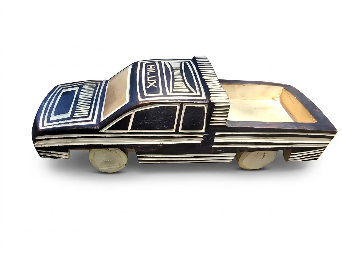 Hand-Carved Wooden Toy Hilux (Extended Bed)